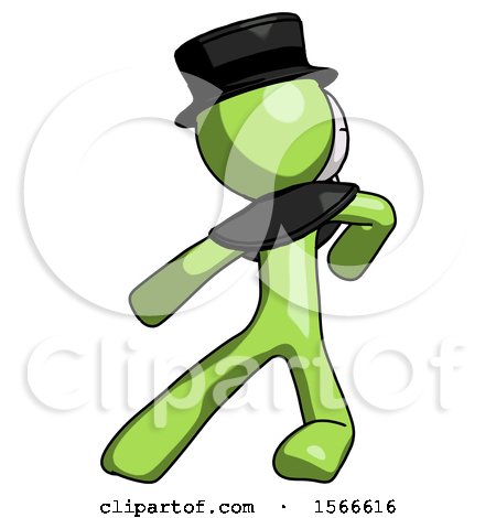 Green Plague Doctor Man Karate Defense Pose Left by Leo Blanchette