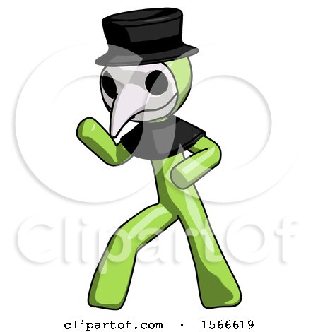 Green Plague Doctor Man Martial Arts Defense Pose Left by Leo Blanchette
