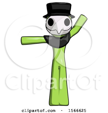 Green Plague Doctor Man Directing Traffic Left by Leo Blanchette