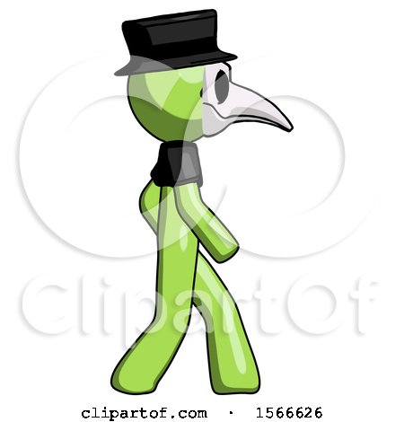 Green Plague Doctor Man Walking Right Side View by Leo Blanchette