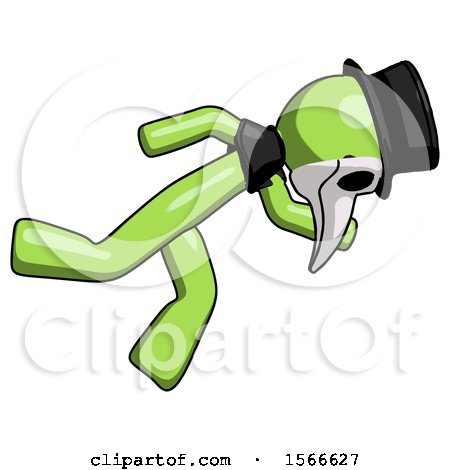 Green Plague Doctor Man Running While Falling down by Leo Blanchette