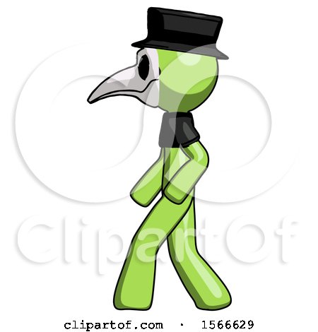 Green Plague Doctor Man Walking Left Side View by Leo Blanchette
