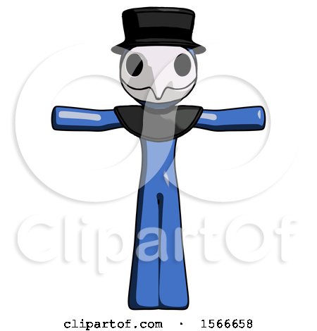 Blue Plague Doctor Man T-Pose Arms up Standing by Leo Blanchette