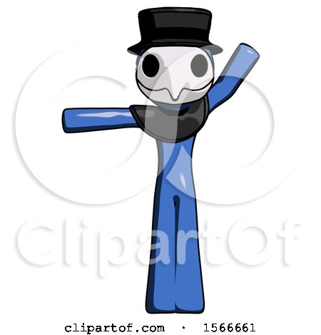 Blue Plague Doctor Man Directing Traffic Left by Leo Blanchette