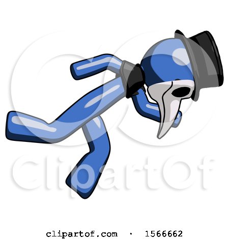 Blue Plague Doctor Man Running While Falling down by Leo Blanchette