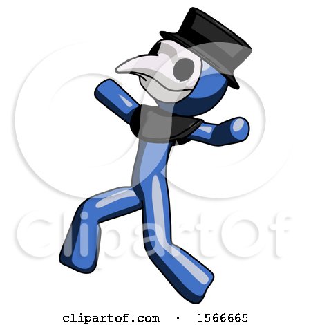 Blue Plague Doctor Man Running Away in Hysterical Panic Direction Left by Leo Blanchette