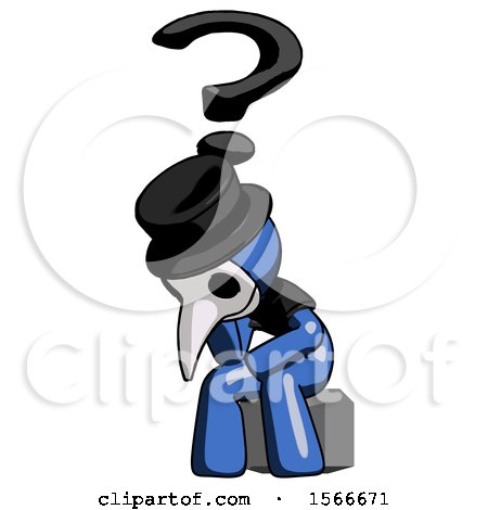 Blue Plague Doctor Man Thinker Question Mark Concept by Leo Blanchette