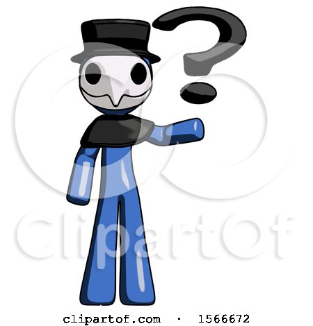 Blue Plague Doctor Man Holding Question Mark to Right by Leo Blanchette