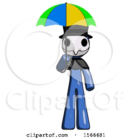 Blue Plague Doctor Man Holding Umbrella Rainbow Colored by Leo Blanchette