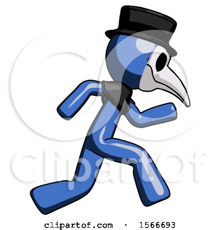Blue Plague Doctor Man Running Fast Right by Leo Blanchette