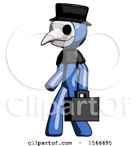 Blue Plague Doctor Man Walking with Briefcase to the Left by Leo Blanchette