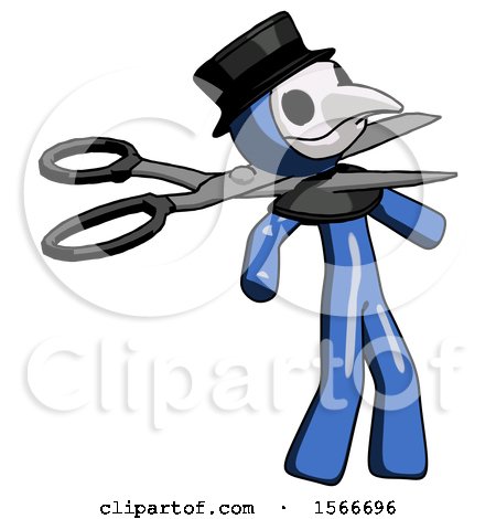 Blue Plague Doctor Man Scissor Beheading Office Worker Execution by Leo Blanchette