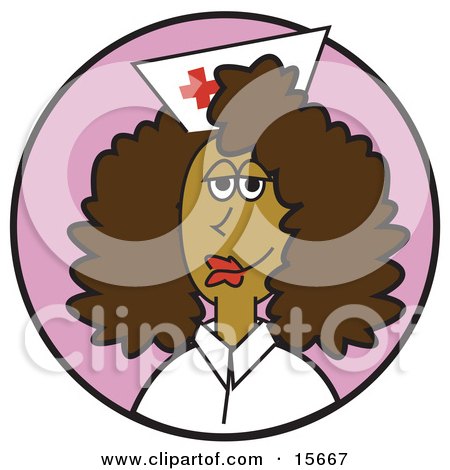 Friendly Female African American Nurse Wearing A White Hat With A Red Cross Clipart Illustration by Andy Nortnik