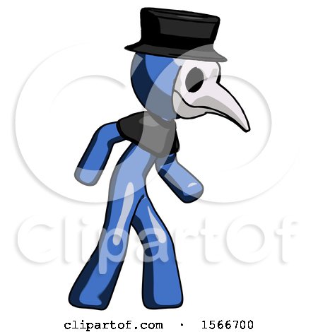 Blue Plague Doctor Man Suspense Action Pose Facing Right by Leo Blanchette