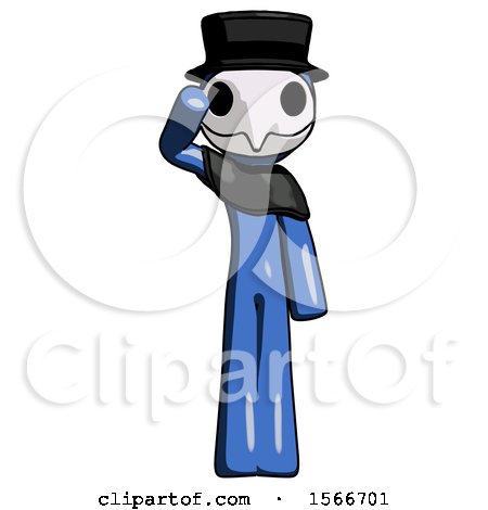 Blue Plague Doctor Man Soldier Salute Pose by Leo Blanchette