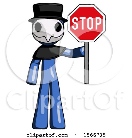 Blue Plague Doctor Man Holding Stop Sign by Leo Blanchette