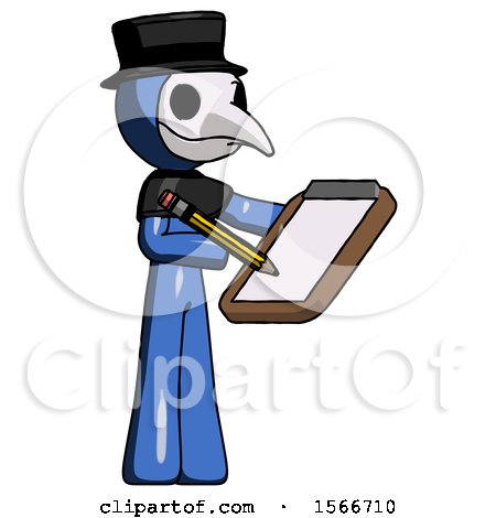 Blue Plague Doctor Man Using Clipboard and Pencil by Leo Blanchette