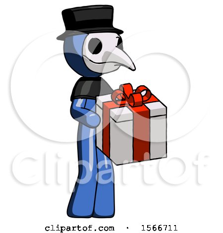 Blue Plague Doctor Man Giving a Present by Leo Blanchette