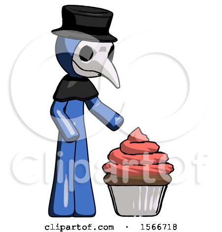 Blue Plague Doctor Man with Giant Cupcake Dessert by Leo Blanchette