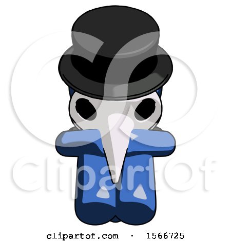 Blue Plague Doctor Man Sitting with Head down Facing Forward by Leo Blanchette