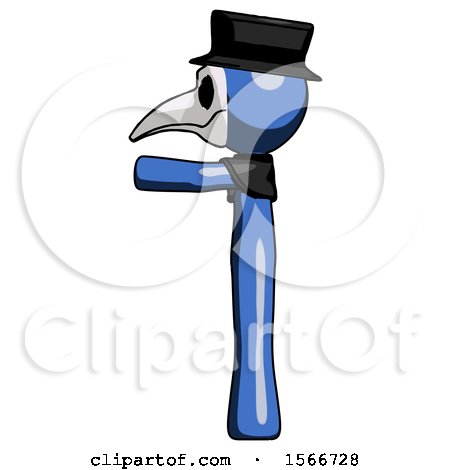 Blue Plague Doctor Man Pointing Left by Leo Blanchette