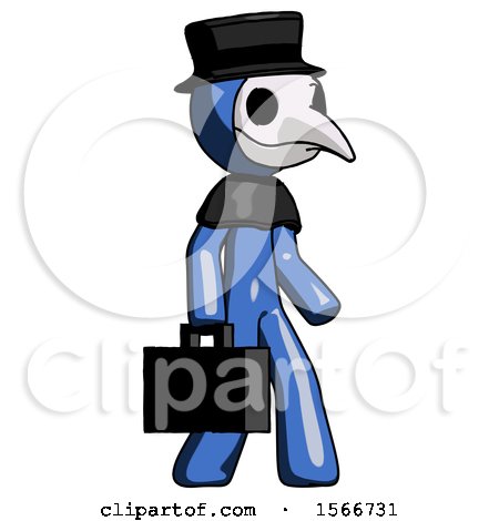 Blue Plague Doctor Man Walking with Briefcase to the Right by Leo Blanchette