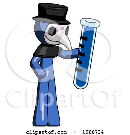 Blue Plague Doctor Man Holding Large Test Tube by Leo Blanchette