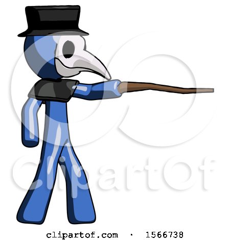 Blue Plague Doctor Man Pointing with Hiking Stick by Leo Blanchette