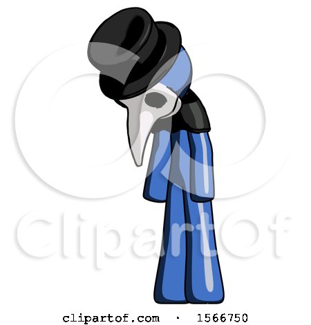 Blue Plague Doctor Man Depressed with Head down Turned Left by Leo Blanchette