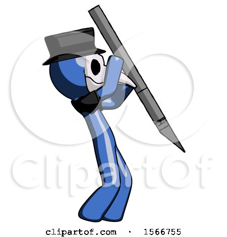 Blue Plague Doctor Man Stabbing or Cutting with Scalpel by Leo Blanchette