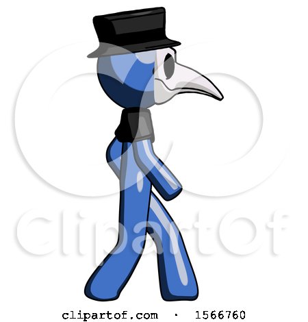 Blue Plague Doctor Man Walking Right Side View by Leo Blanchette