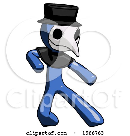 Blue Plague Doctor Man Karate Defense Pose Right by Leo Blanchette