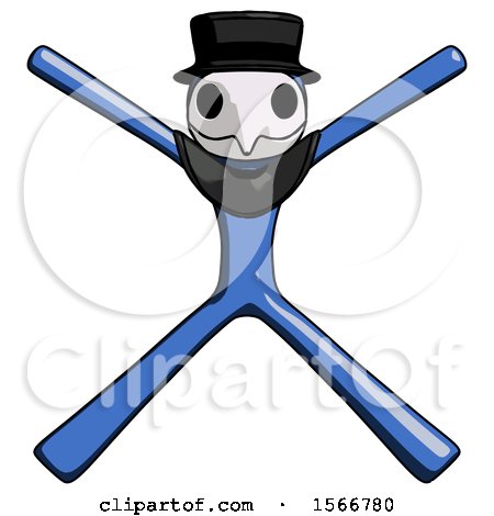 Blue Plague Doctor Man with Arms and Legs Stretched out by Leo Blanchette