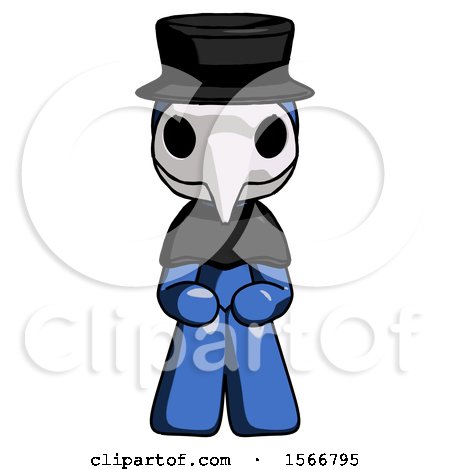 Blue Plague Doctor Man Squatting Facing Front by Leo Blanchette