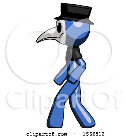 Blue Plague Doctor Man Walking Left Side View by Leo Blanchette