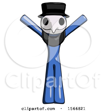 Blue Plague Doctor Man with Arms out Joyfully by Leo Blanchette