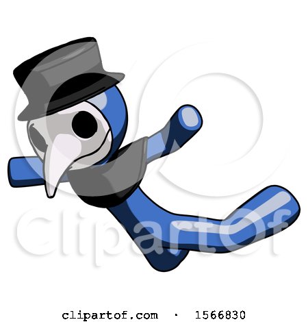 Blue Plague Doctor Man Skydiving or Falling to Death by Leo Blanchette