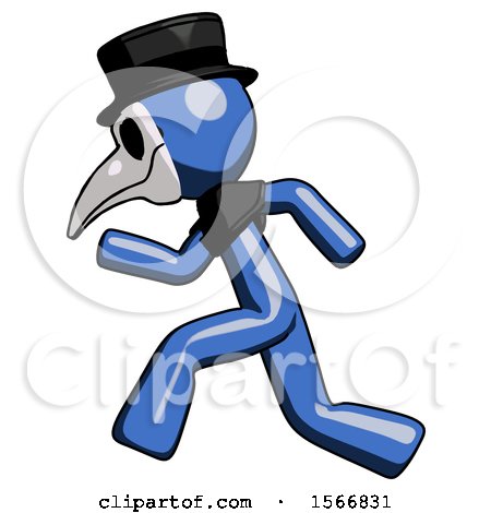 Blue Plague Doctor Man Running Fast Left by Leo Blanchette