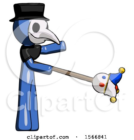 Blue Plague Doctor Man Holding Jesterstaff - I Dub Thee Foolish Concept by Leo Blanchette