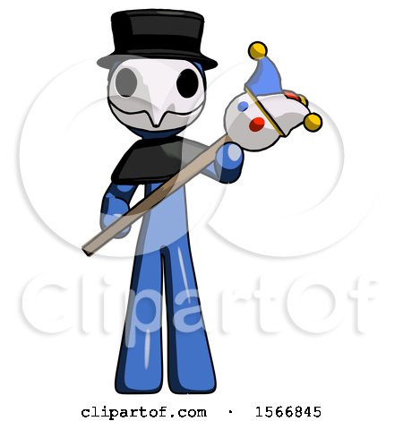 Blue Plague Doctor Man Holding Jester Diagonally by Leo Blanchette