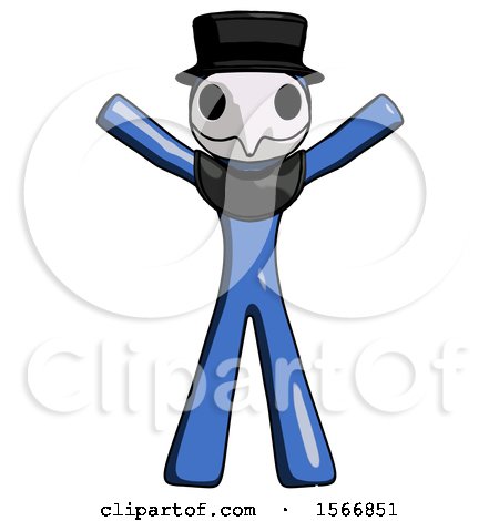 Blue Plague Doctor Man Surprise Pose, Arms and Legs out by Leo Blanchette