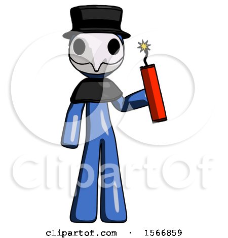 Blue Plague Doctor Man Holding Dynamite with Fuse Lit by Leo Blanchette