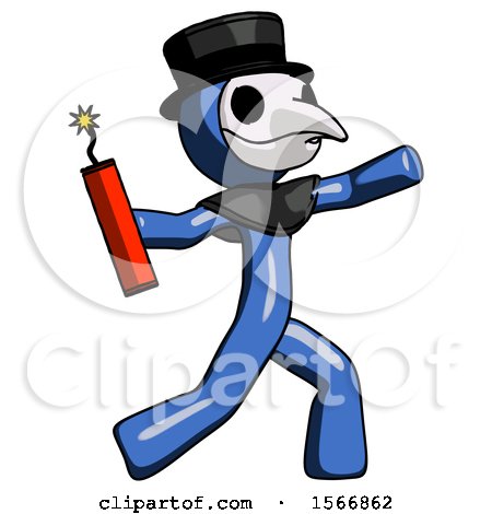 Blue Plague Doctor Man Throwing Dynamite by Leo Blanchette