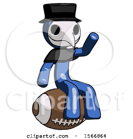 Blue Plague Doctor Man Sitting on Giant Football by Leo Blanchette