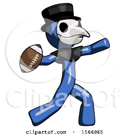 Blue Plague Doctor Man Throwing Football by Leo Blanchette