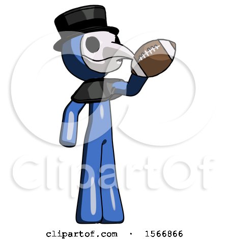 Blue Plague Doctor Man Holding Football up by Leo Blanchette