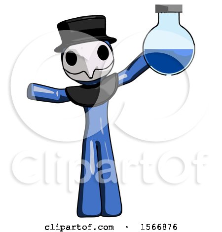 Blue Plague Doctor Man Holding Large Round Flask or Beaker by Leo Blanchette