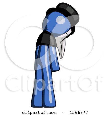 Blue Plague Doctor Man Depressed with Head Down, Back to Viewer, Right by Leo Blanchette