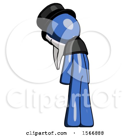 Blue Plague Doctor Man Depressed with Head Down, Back to Viewer, Left by Leo Blanchette