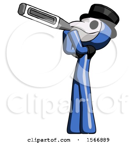 Blue Plague Doctor Man Thermometer in Mouth by Leo Blanchette